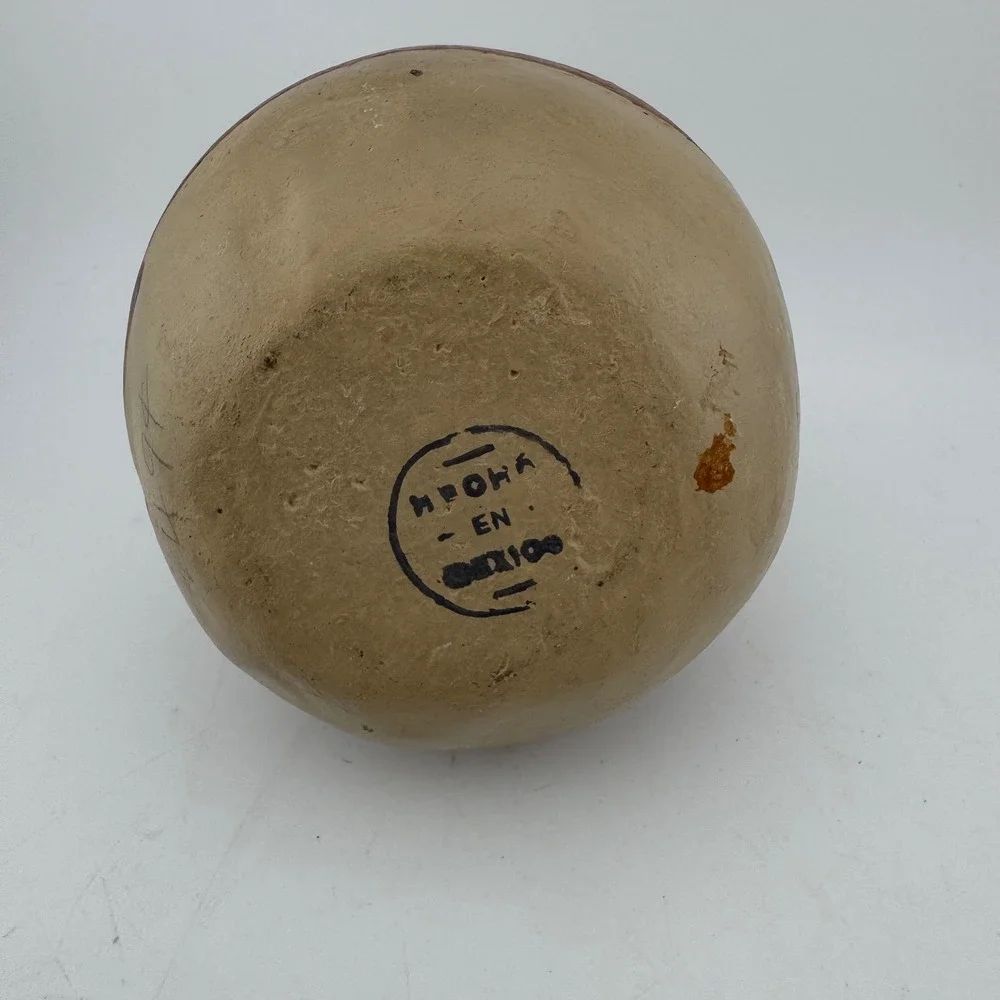 Mexican Pottery Bud Vase Small Brown Tan Roswell NM Souvenir Folk Art